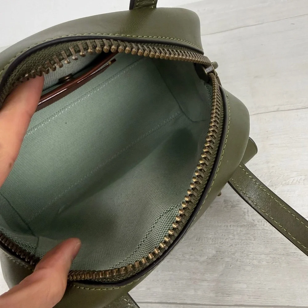 Coach The Twin Turnlock Bag 20 Small Olive Green Leather Satchel Y2K Handbag